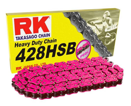 [428HSB-124L-PINK-F] Cadena 428H 124L Rosada Neon RK *Promoción*